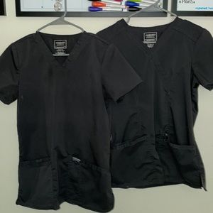 2 Cherokee Workwear Revolution scrub tops charcoal